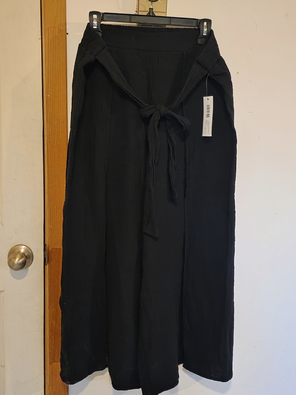 Tribal Black Tie-Waist Split Leg pant